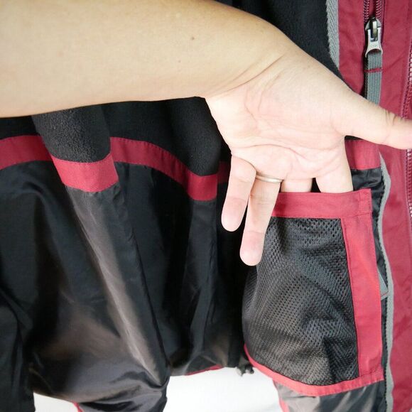 Eddie Bauer WeatherEdge Women’s Size L Coat Fleece Lining Red Removable Hood - Picture 3 of 16